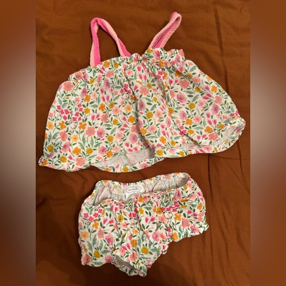 MudPie Floral Pinafore 2pc Set sz 6-9m - Picture 10 of 10